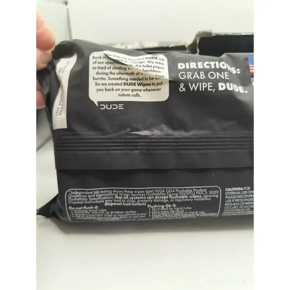DUDE Wipes Mint Chill Flushable Wipes 2 Boxes Of 30 + 48 CT XL Wipes